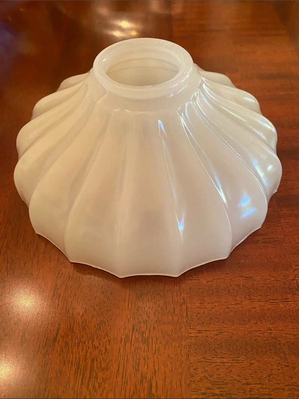 Milk Glass Ribbed Umbrella Pendant Light Shade 2.25” Fitter —Grayish Tint